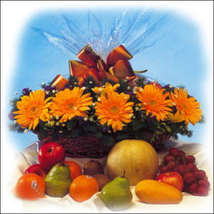 sepette gerbera ve meyvalar   Ankara �i�ek�i ma�azas� 