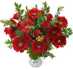5 adet kirmizi g�l 5 adet gerbera aranjmani  Ankara Pursaklar �nternetten �i�ek sipari�i 