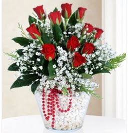 9 adet k�rm�z� g�l cam i�erisinde  Ankara �i�ek servisi , �i�ek�i adresleri 