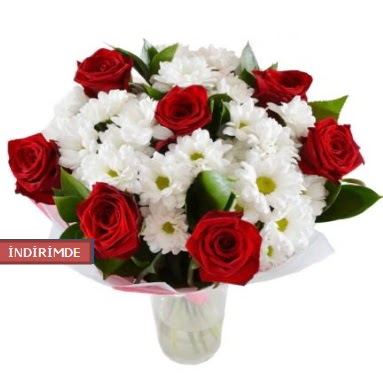 7 k�rm�z� g�l ve 1 demet krizantem  Ankara �i�ek g�nderme sitemiz g�venlidir 