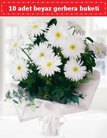 10 Adet beyaz gerbera buketi  Ankara �Pursaklar i�ek , �i�ek�i , �i�ek�ilik 