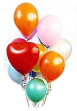 19 adet farkli renklerde u�an balon buketi
