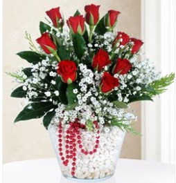 9 adet k�rm�z� g�l cam i�erisinde  Ankara �i�ek servisi , �i�ek�i adresleri 