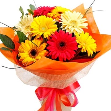 9 adet kar���k gerbera buketi  Ankara �Pursaklar i�ek , �i�ek�i , �i�ek�ilik 